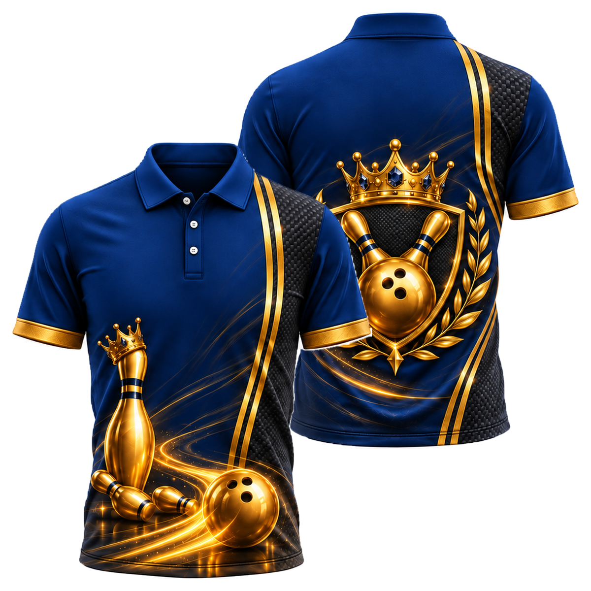Burgundy Crown Rally Unisex Polo in Navy & Gold