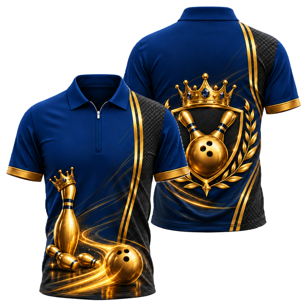 Burgundy Crown Rally Quarter-Zip Polo in Navy & Gold