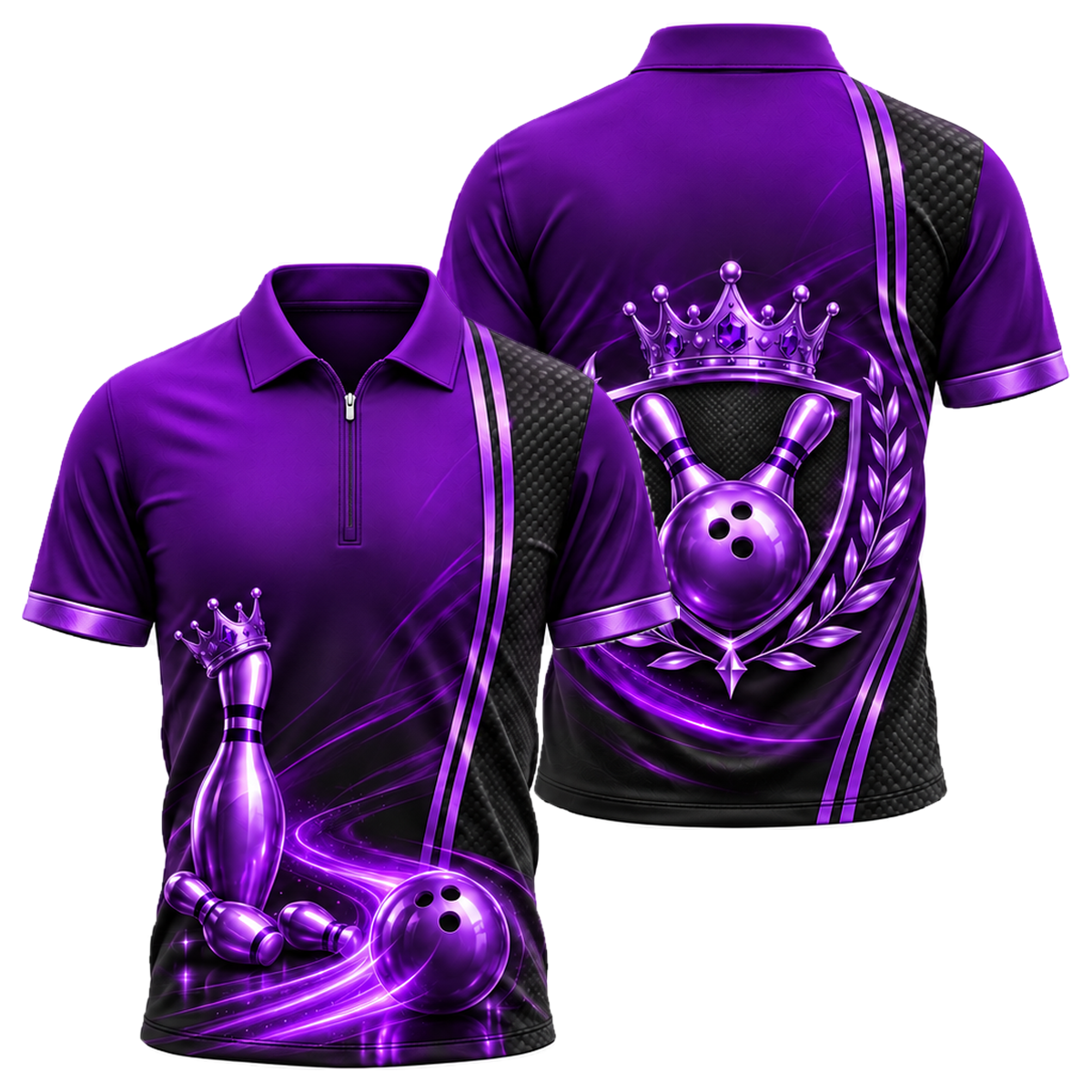 Burgundy Crown Rally Quarter-Zip Polo in Purple & Black