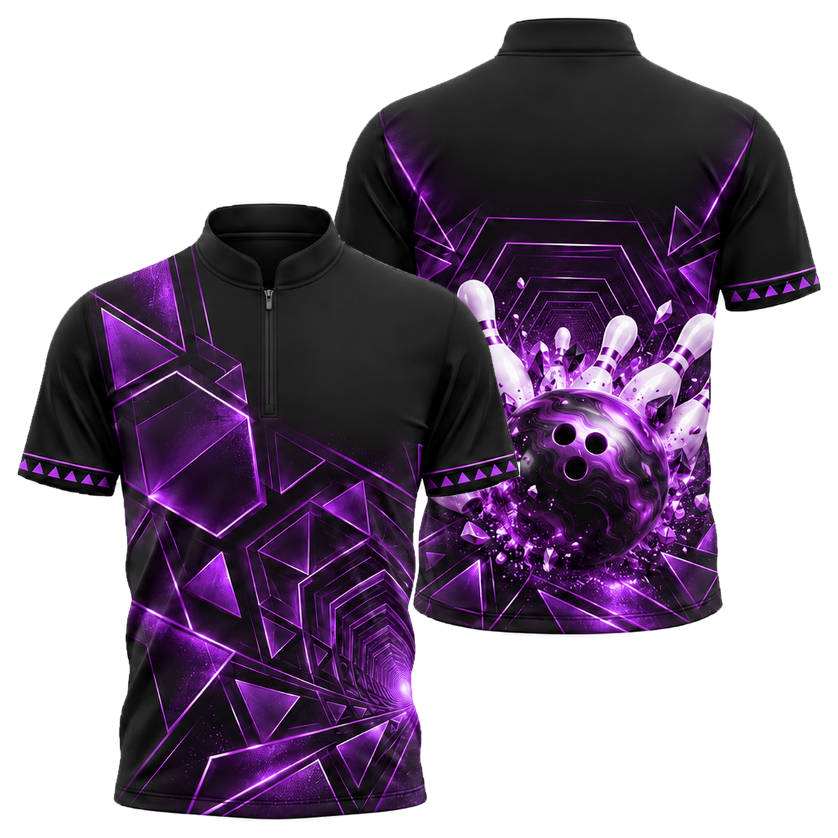 Gilded Vortex Strike Bowling Jersey in Purple & Black