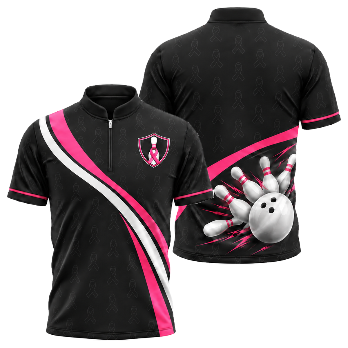 Pink Curve Strike Bowling Jersey in Pink & Black
