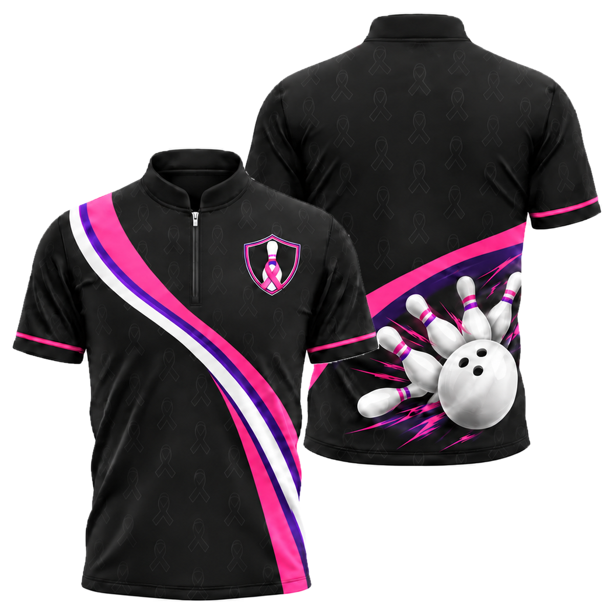 Pink Curve Strike Bowling Jersey in Pink & Purple