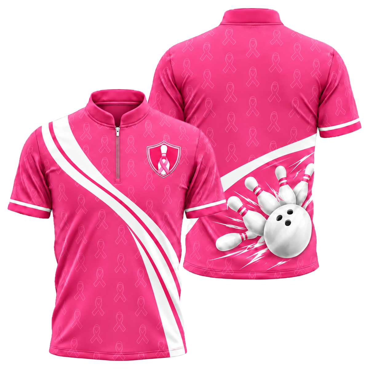 Pink Curve Strike Bowling Jersey in Pink & White
