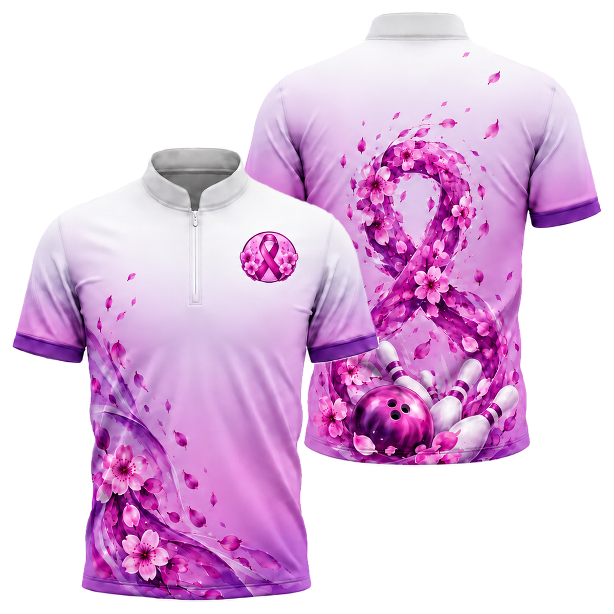 Blossom Ribbon Swirl Bowling Jersey in Pink & Purple