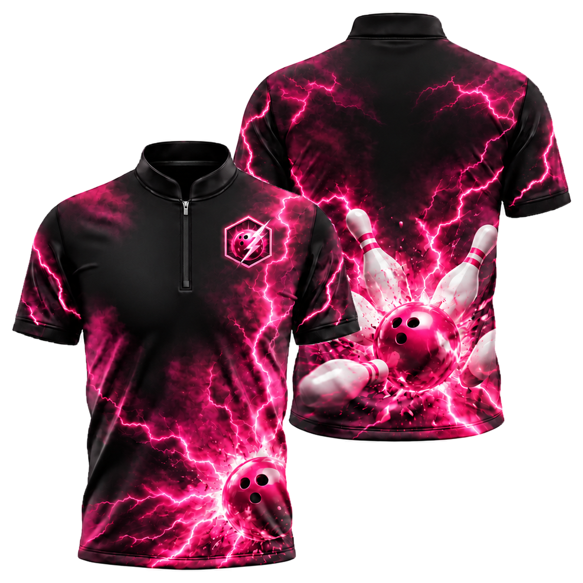 Pink Voltage Strike Bowling Jersey in Pink & Black