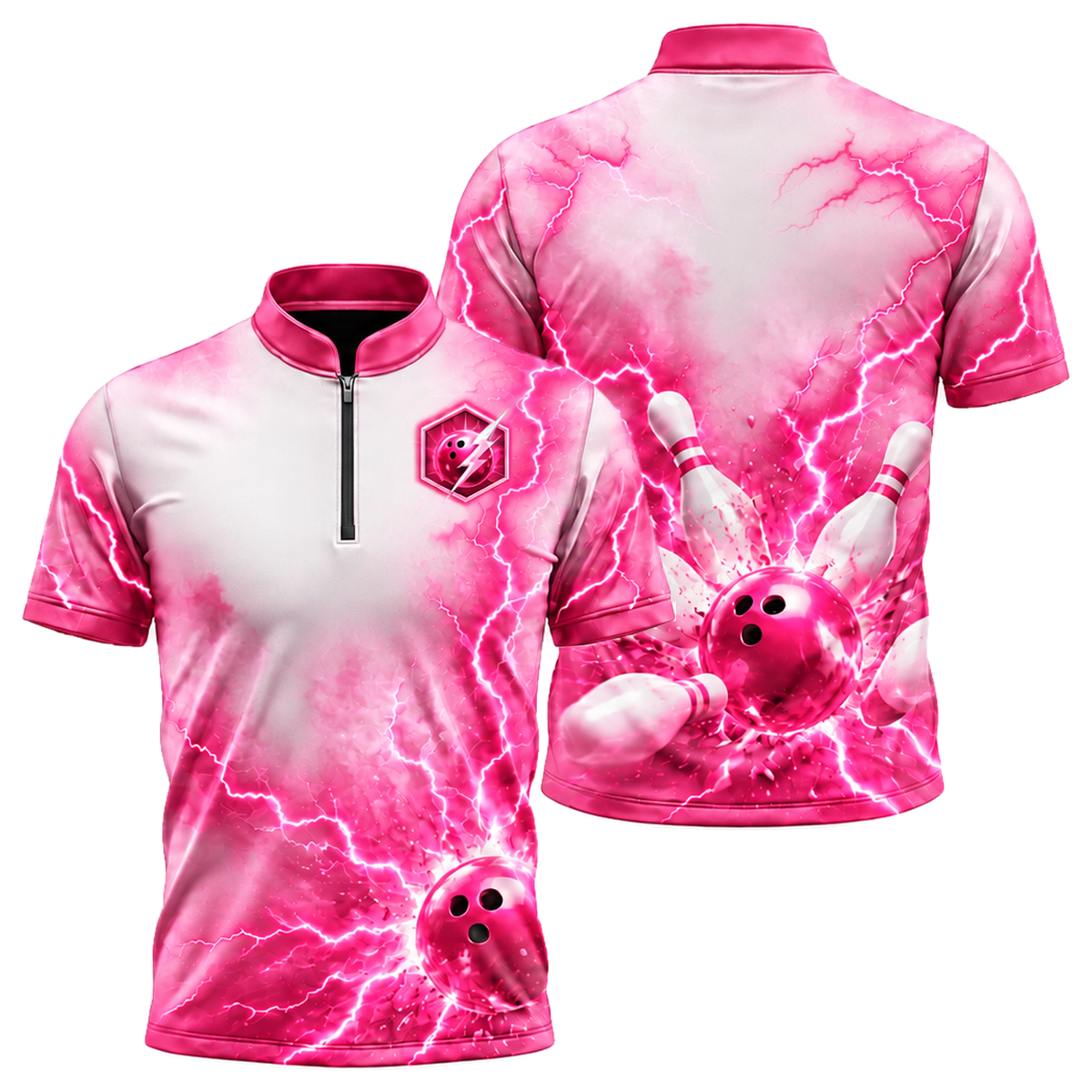 Pink Voltage Strike Bowling Jersey in Pink & White