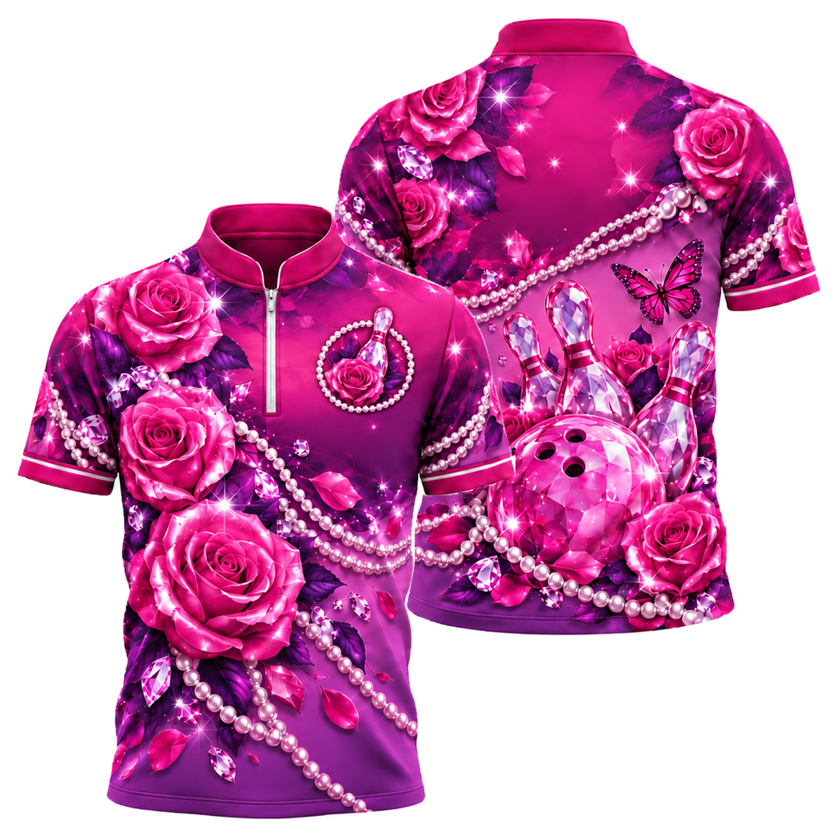 Rose Quartz Lanes Bowling Jersey in Pink & Purple