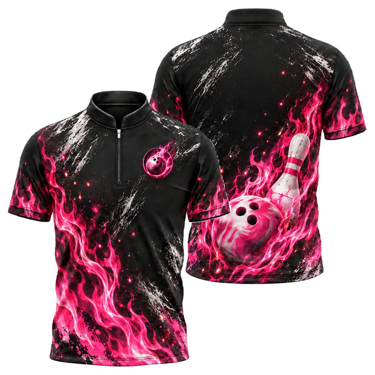 Pink Inferno Bowling Jersey in Pink & Black