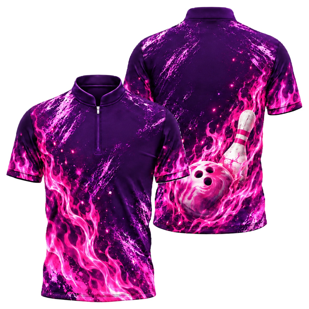 Pink Inferno Bowling Jersey in Pink & Purple