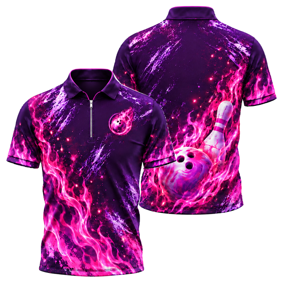 Pink Inferno Quarter-Zip Polo in Pink & Purple