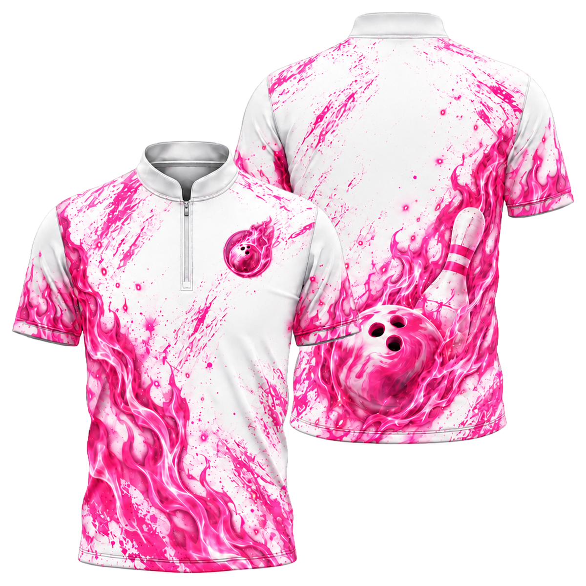 Pink Inferno Bowling Jersey in Pink & White