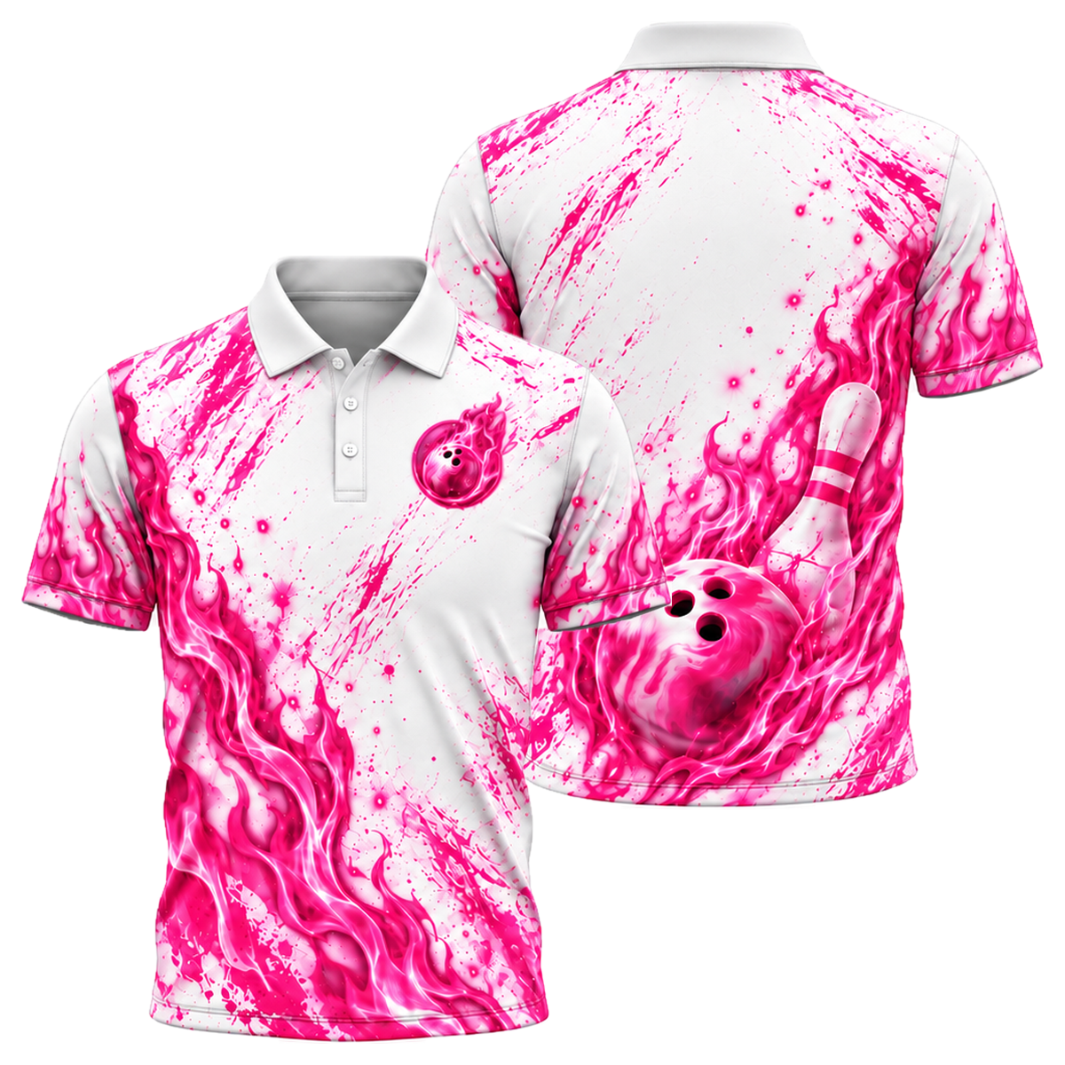 Pink Inferno Unisex Polo in Pink & White