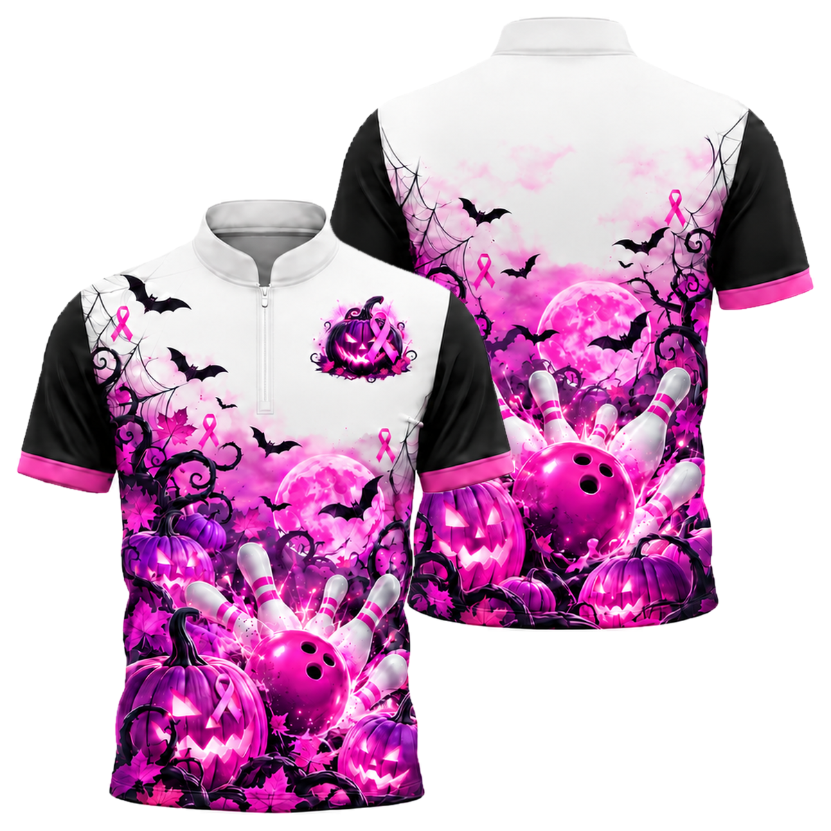 Pink Pumpkin Strike Bowling Jersey in Pink & Purple
