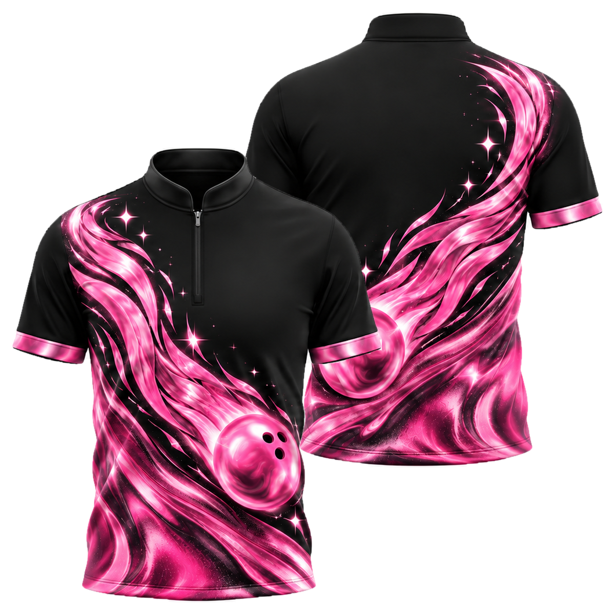 Holo Comet Bowler Bowling Jersey in Pink & Black