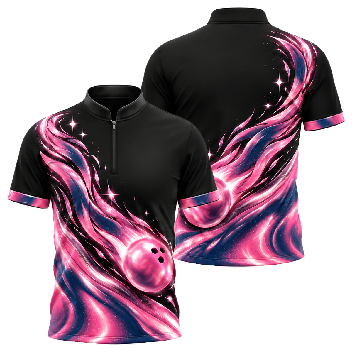 Holo Comet Bowler Bowling Jersey in Pink & Navy