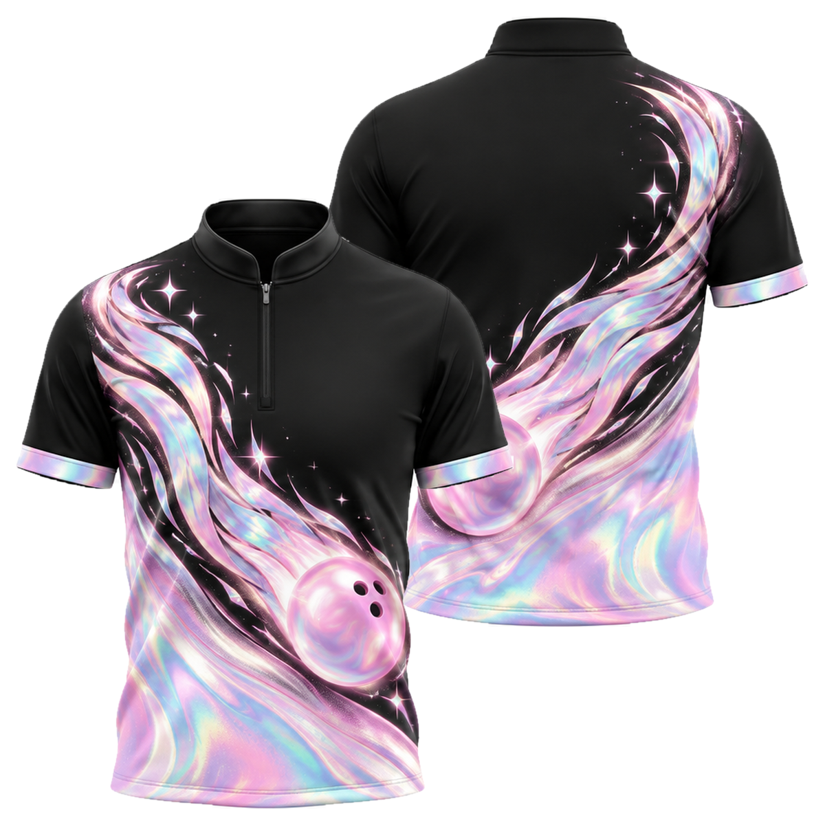 Holo Comet Bowler Bowling Jersey in Pink & Purple