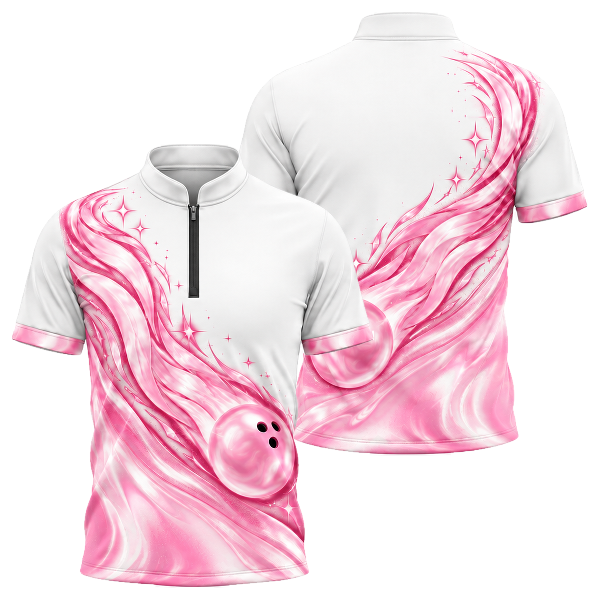 Holo Comet Bowler Bowling Jersey in Pink & White