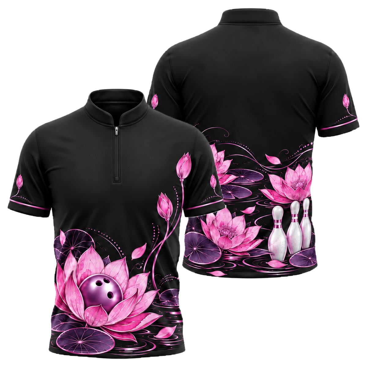 Rose Gold Lotus Lanes Bowling Jersey in Pink & Purple
