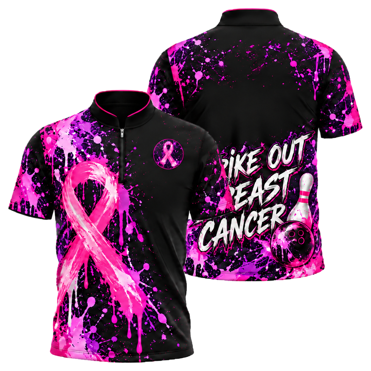 Strike Out Pink Splash Bowling Jersey in Pink & Purple