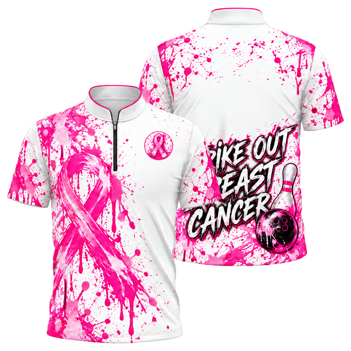 Strike Out Pink Splash Bowling Jersey in Pink & White