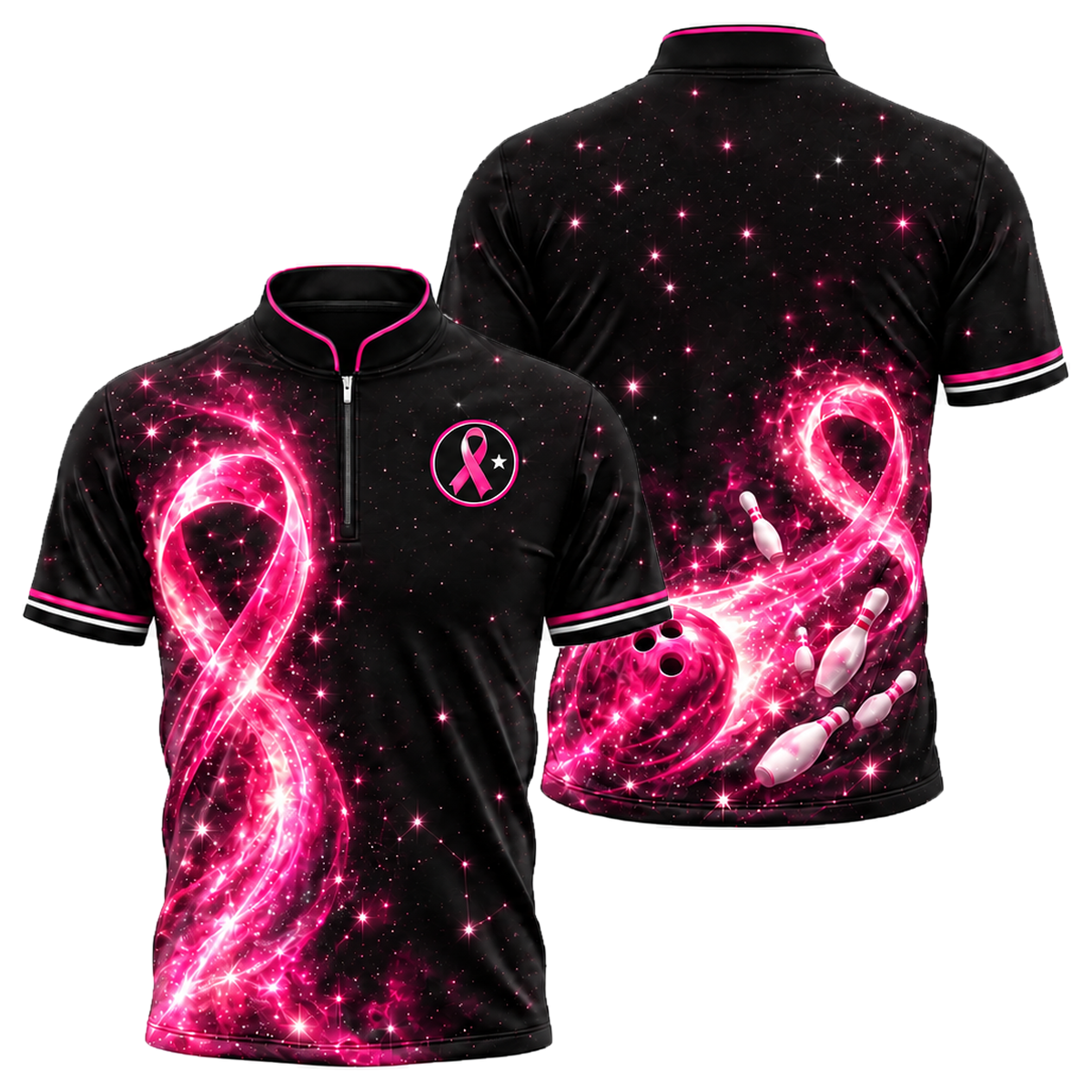 Starlight Ribbon Strike Bowling Jersey in Pink & Black