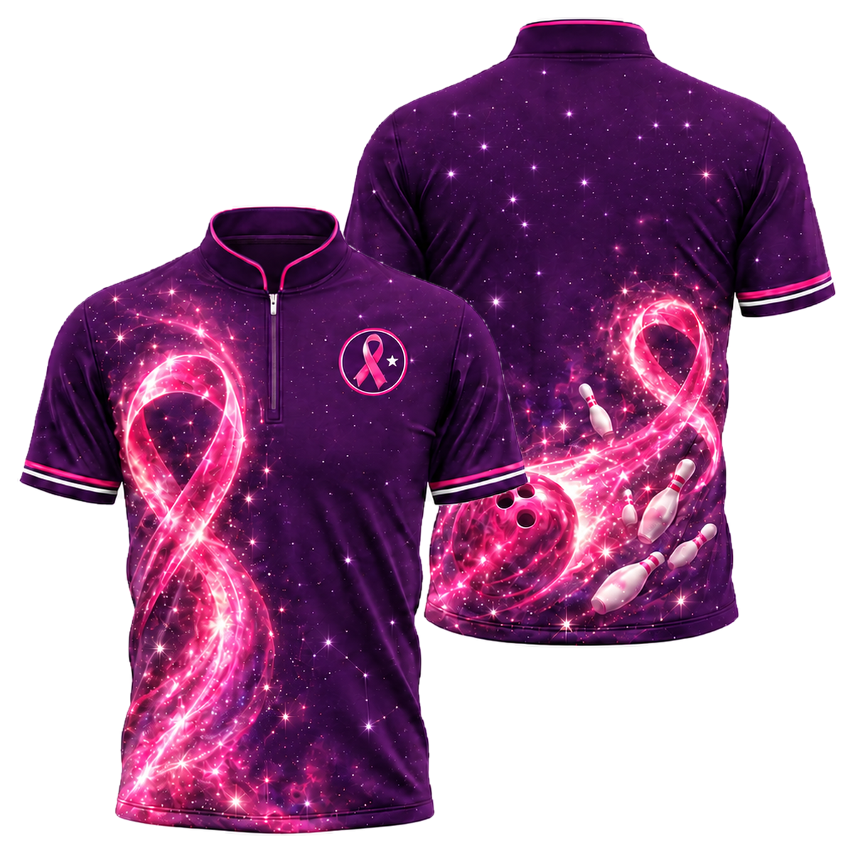 Starlight Ribbon Strike Bowling Jersey in Pink & Purple