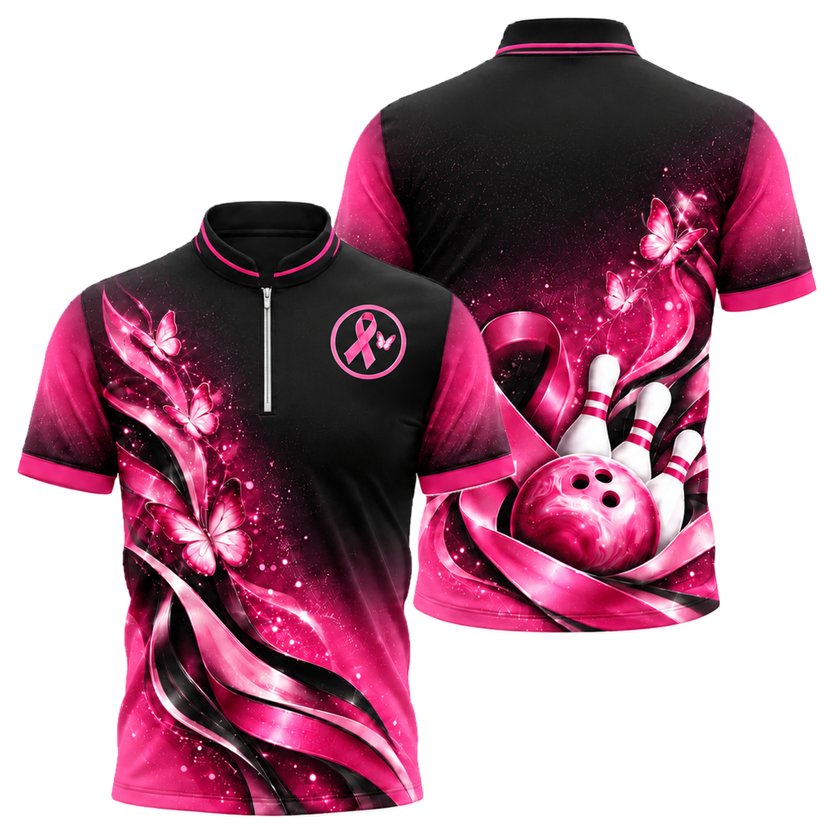 Butterfly Ribbon Dream Bowling Jersey in Pink & Black