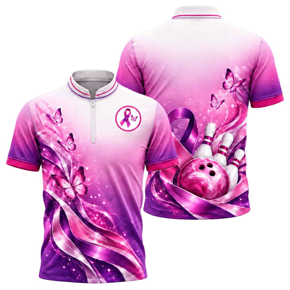 Butterfly Ribbon Dream Bowling Jersey in Pink & Purple