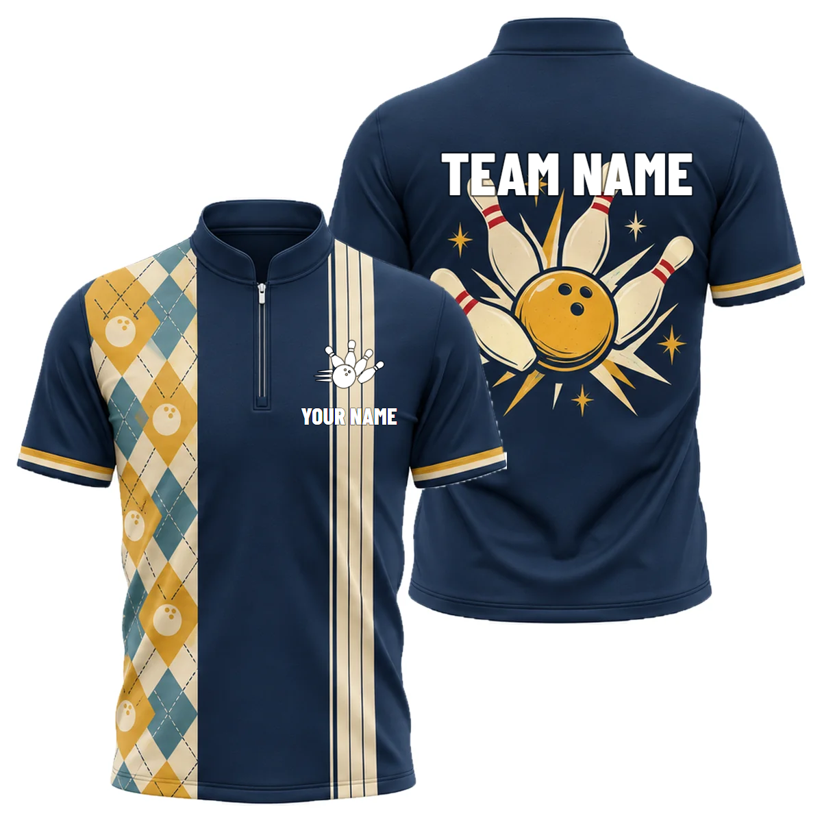Diamond Lanes Classic custom bowling shirt personalized with name and team name