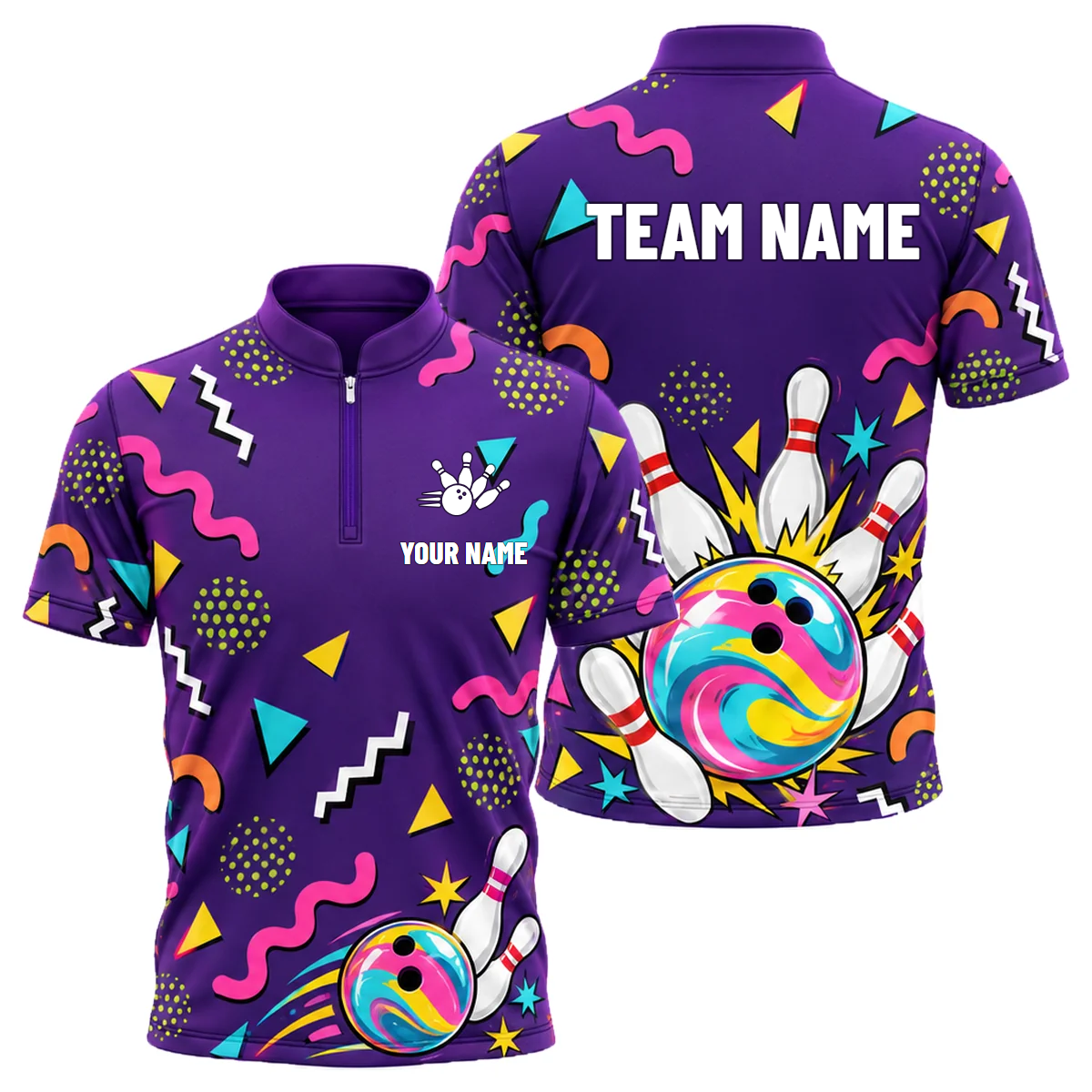 Memphis Lane Party custom bowling shirt personalized with name and team name