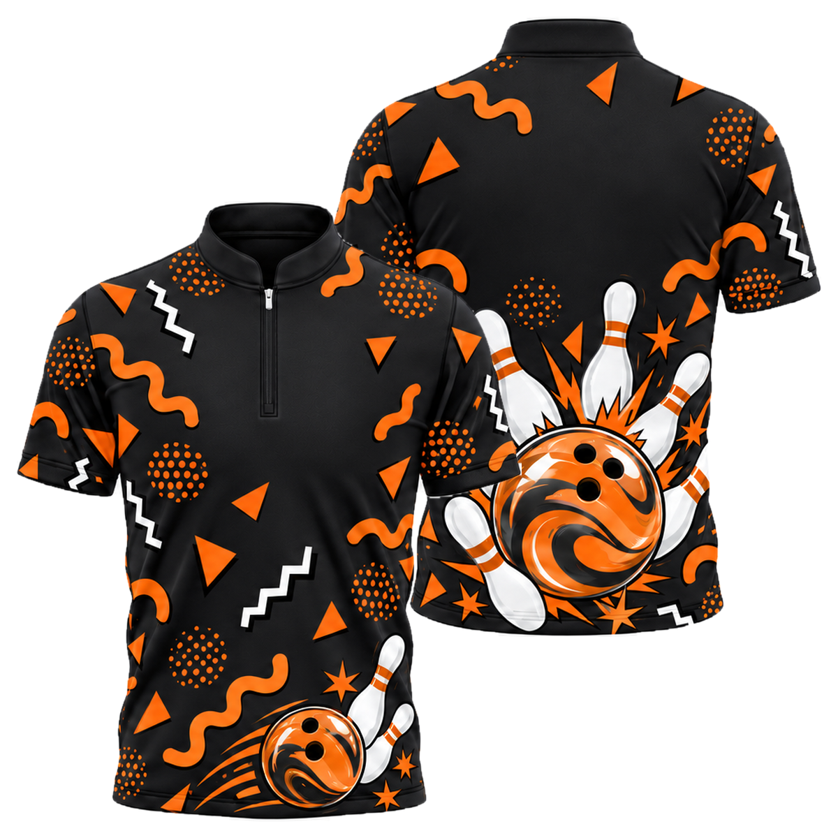 Memphis Lane Party Bowling Jersey in Orange & Black