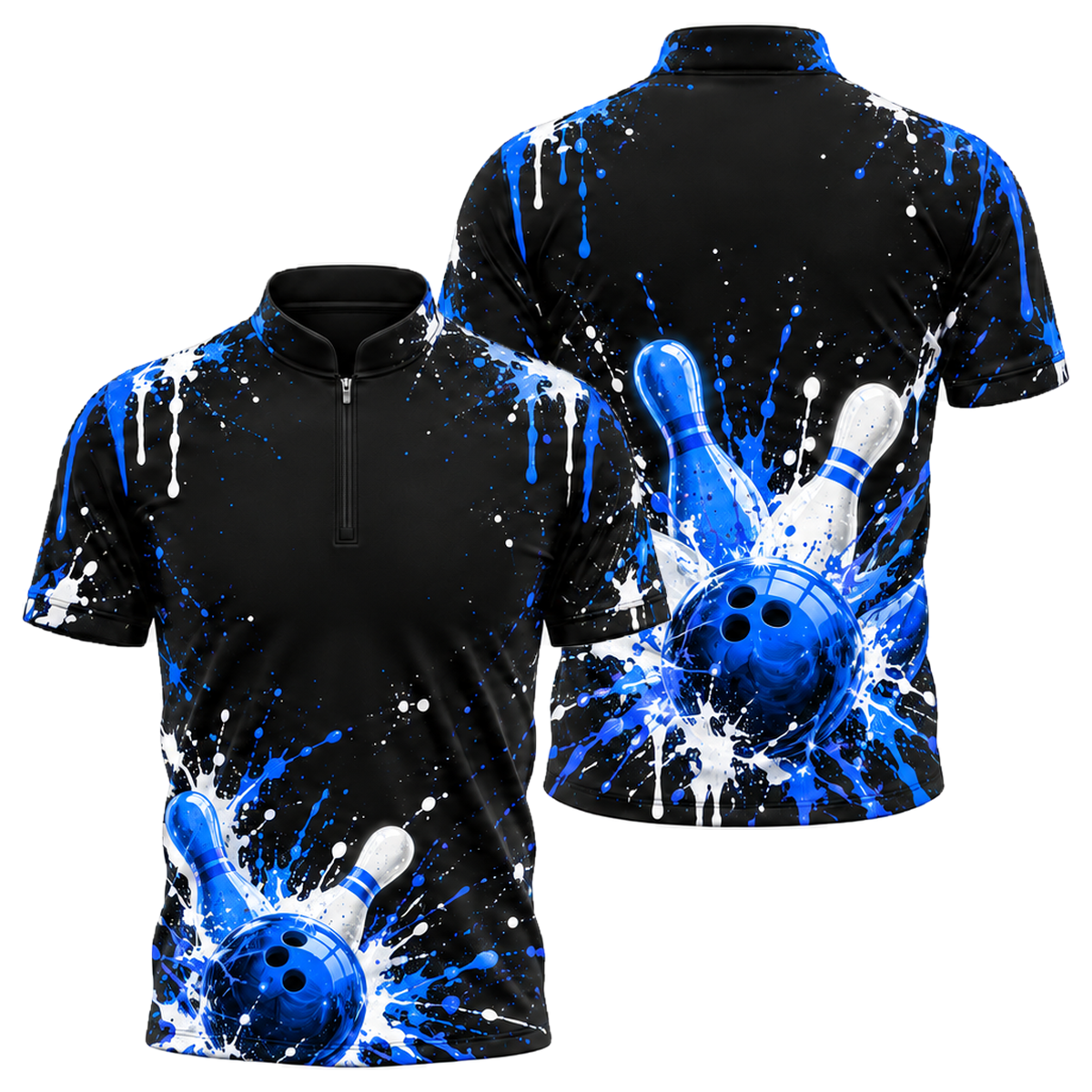 Neon Paint Blast Bowling Jersey in Royal & White