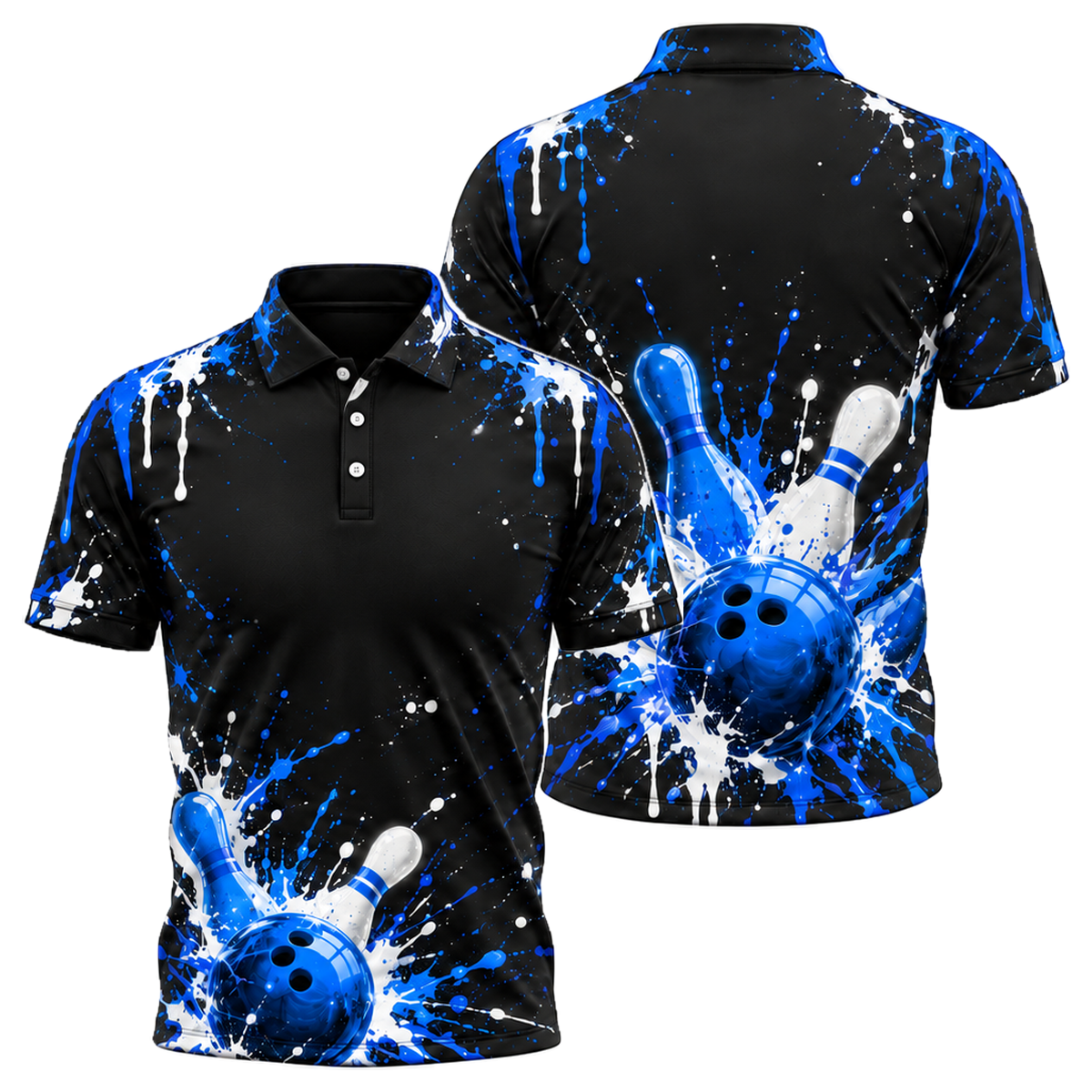Neon Paint Blast Unisex Polo in Royal & White