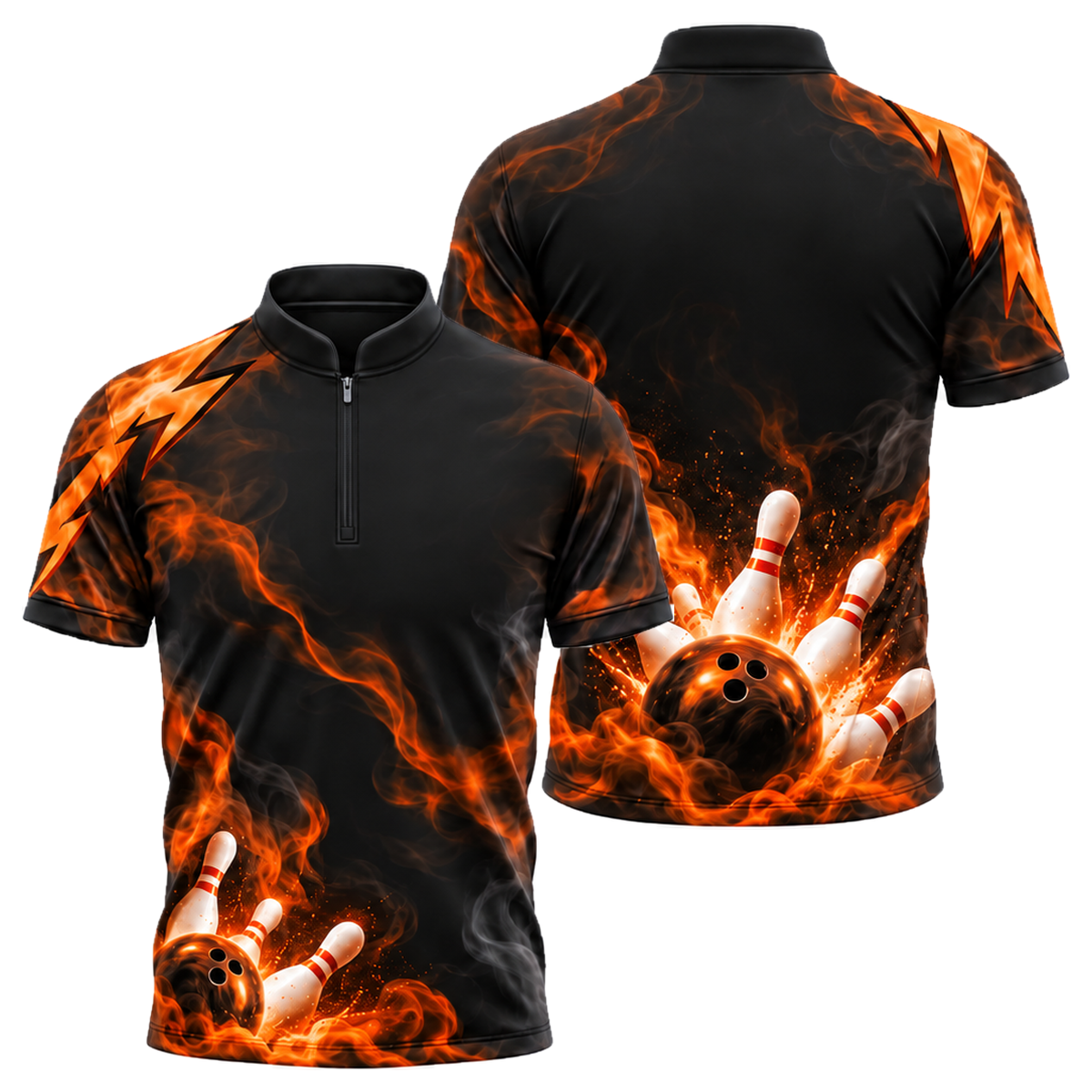 Teal Smoke Strike Bowling Jersey in Orange & Black