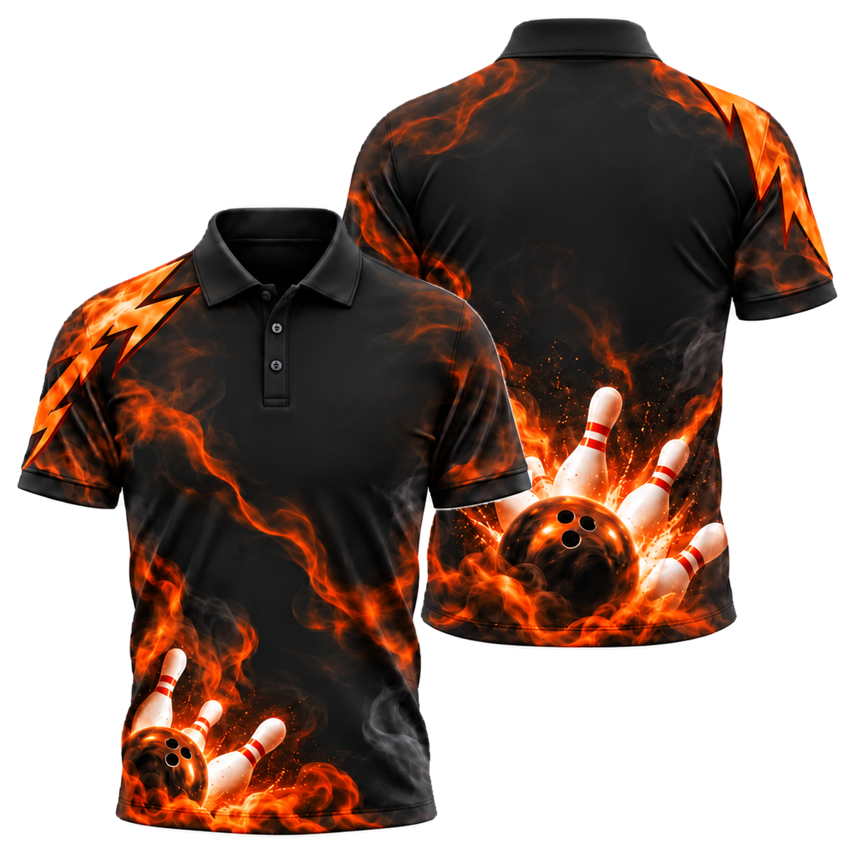 Teal Smoke Strike Unisex Polo in Orange & Black