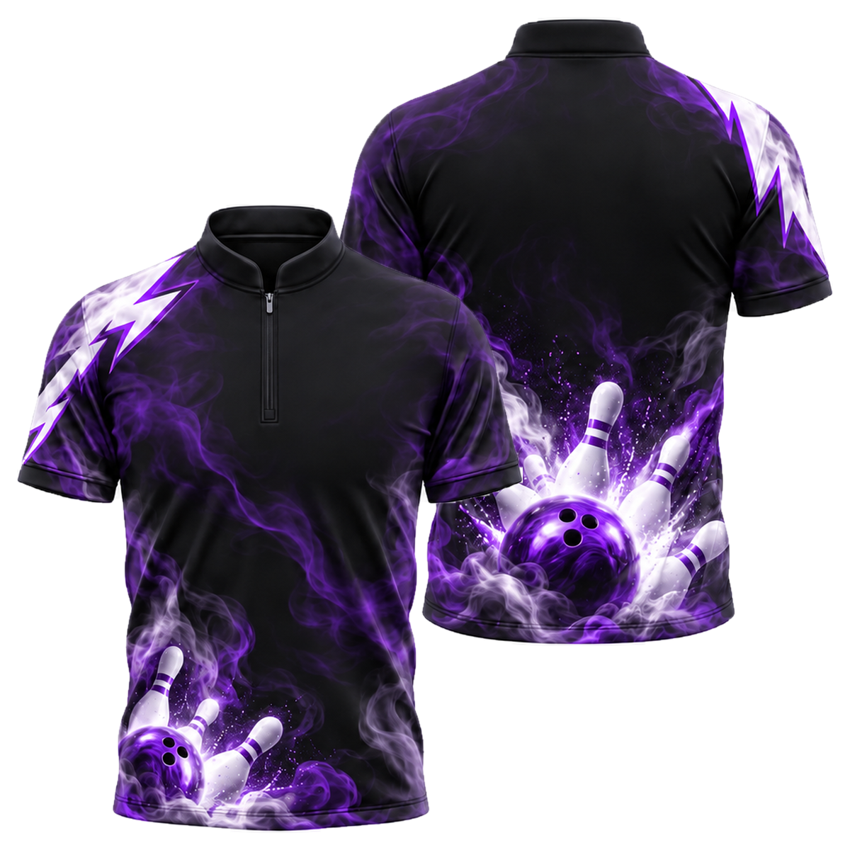 Teal Smoke Strike Bowling Jersey in Purple & Black