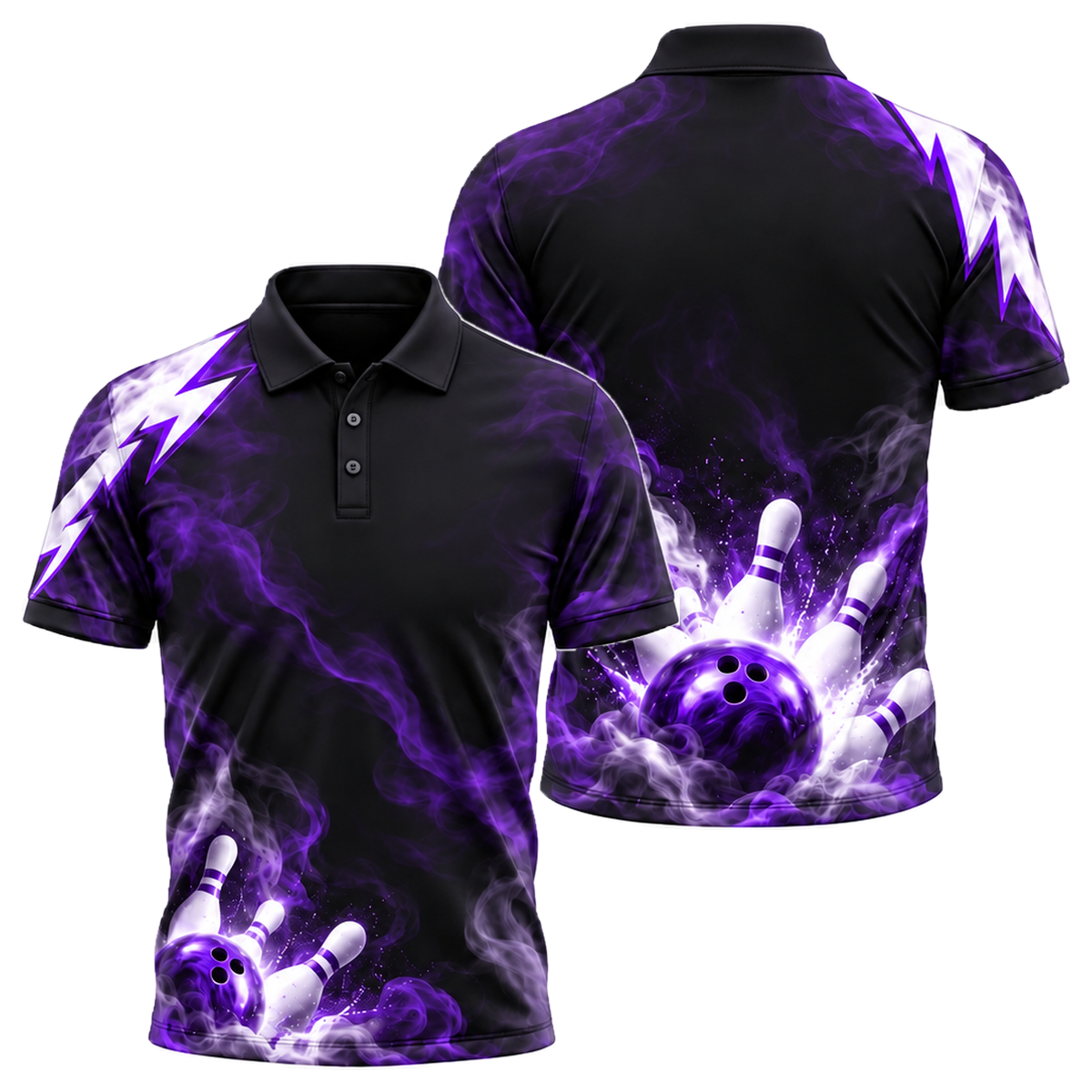 Teal Smoke Strike Unisex Polo in Purple & Black