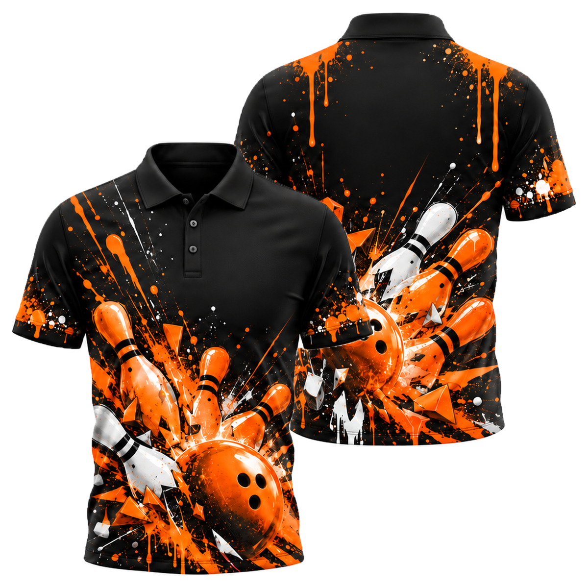 Graffiti Pop Strike Unisex Polo in Orange & Black