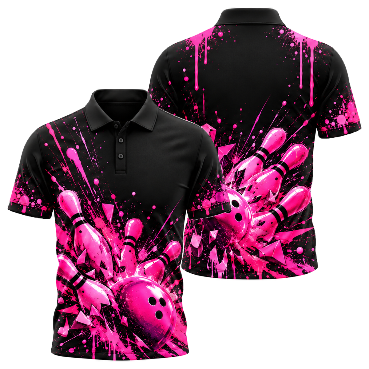Graffiti Pop Strike Unisex Polo in Pink & Black