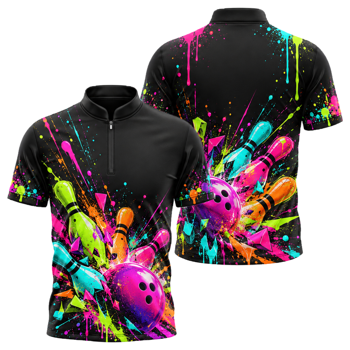 Graffiti Pop Strike Bowling Jersey in Purple & Black