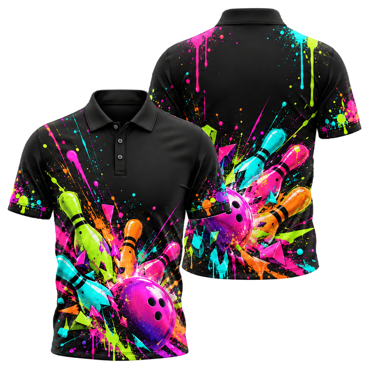 Graffiti Pop Strike Unisex Polo in Purple & Black