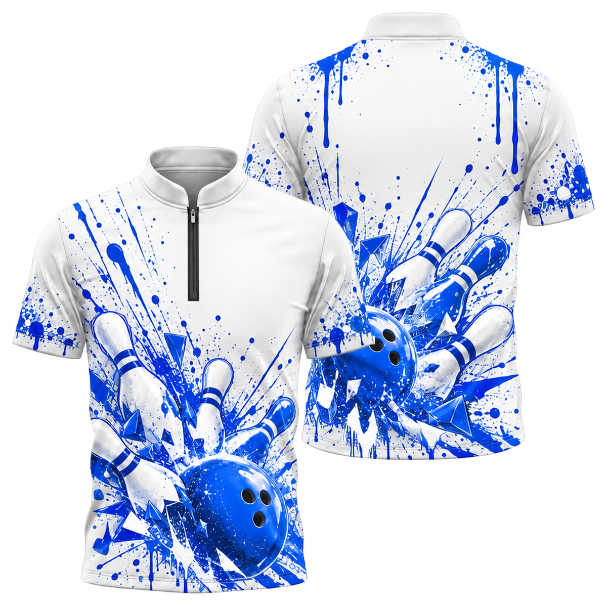 Graffiti Pop Strike Bowling Jersey in Royal & White