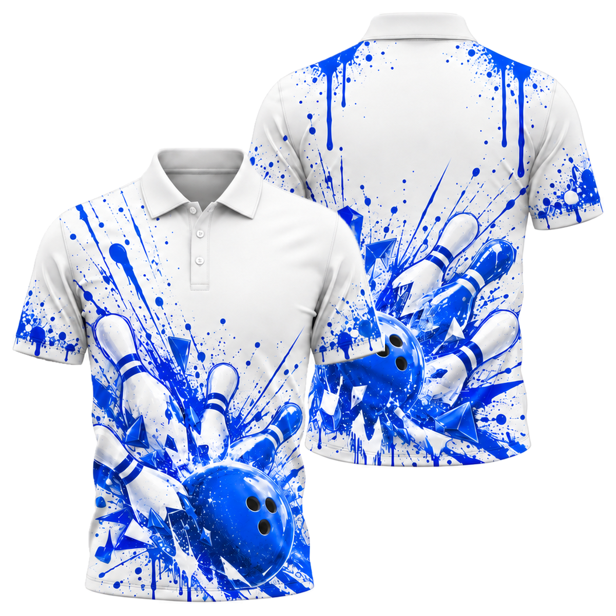 Graffiti Pop Strike Unisex Polo in Royal & White