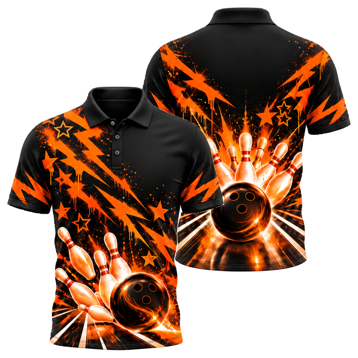 Neon Graffiti Lanes Unisex Polo in Orange & Black