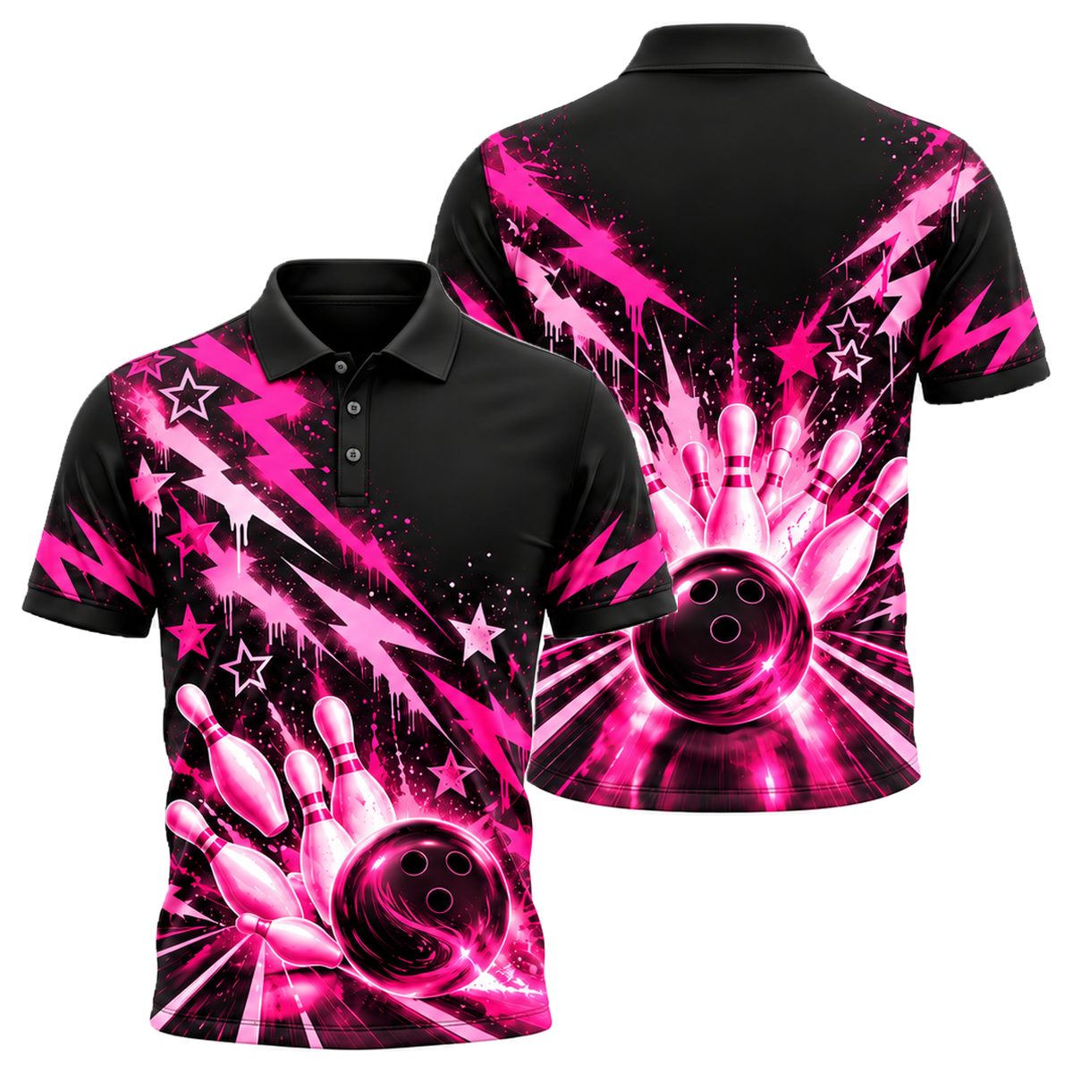 Neon Graffiti Lanes Unisex Polo in Pink & Black