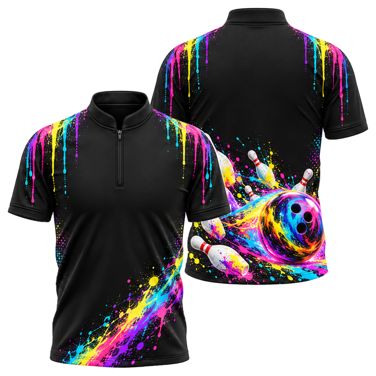 Neon Comet Strike Bowling Jersey in Pink & Black