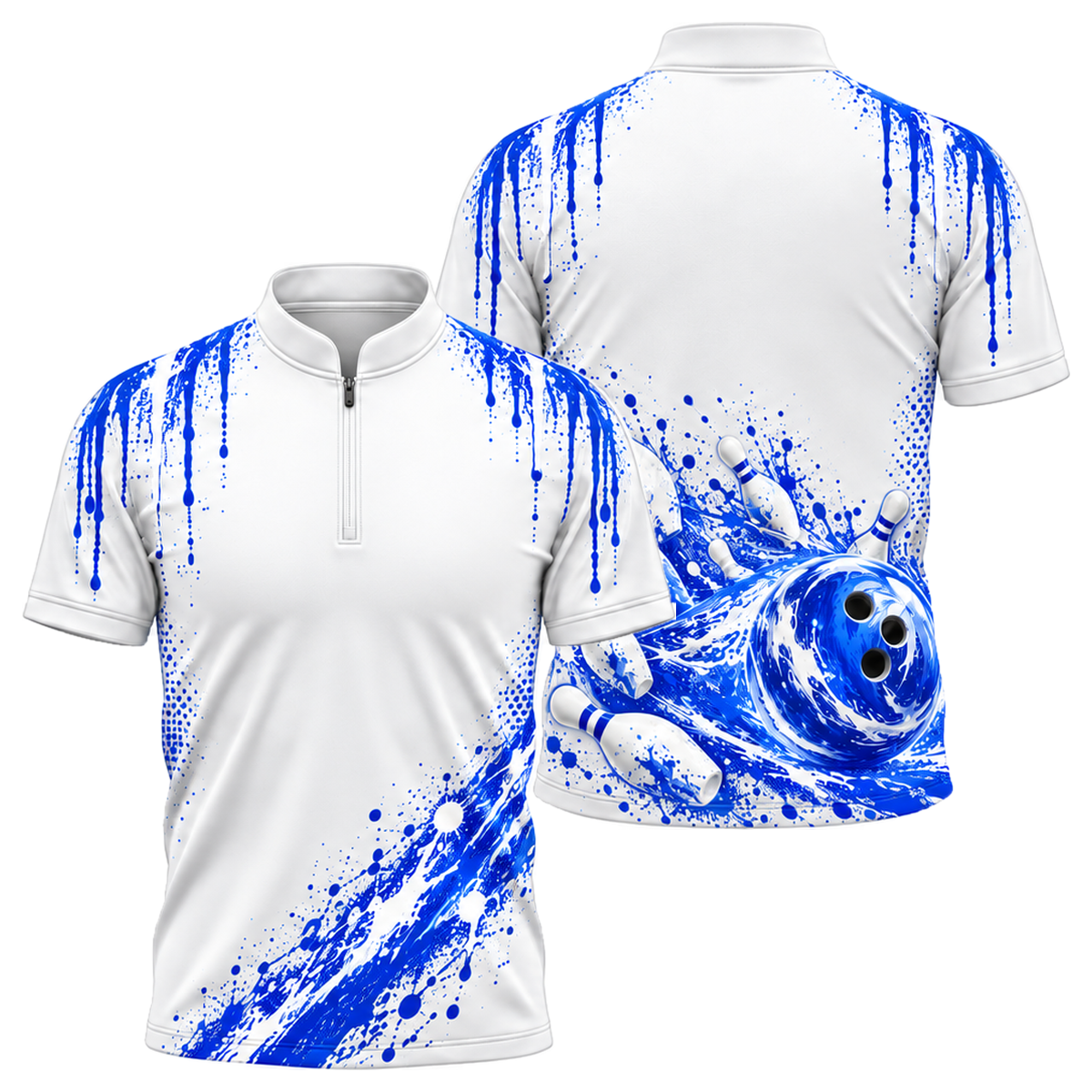 Neon Comet Strike Bowling Jersey in Royal & White