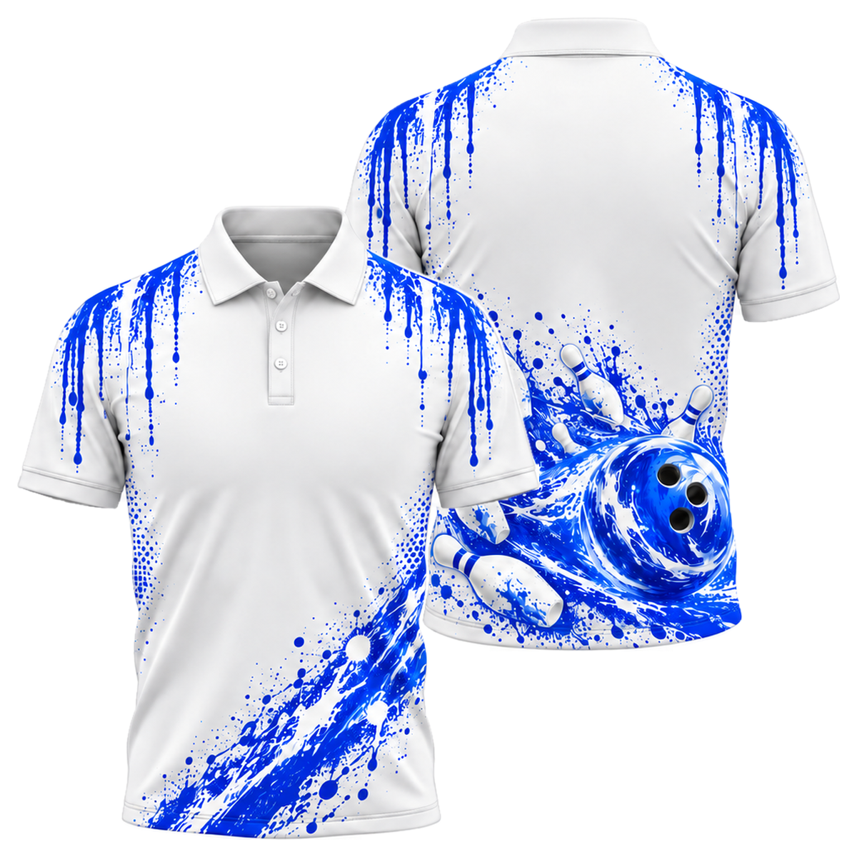 Neon Comet Strike Unisex Polo in Royal & White