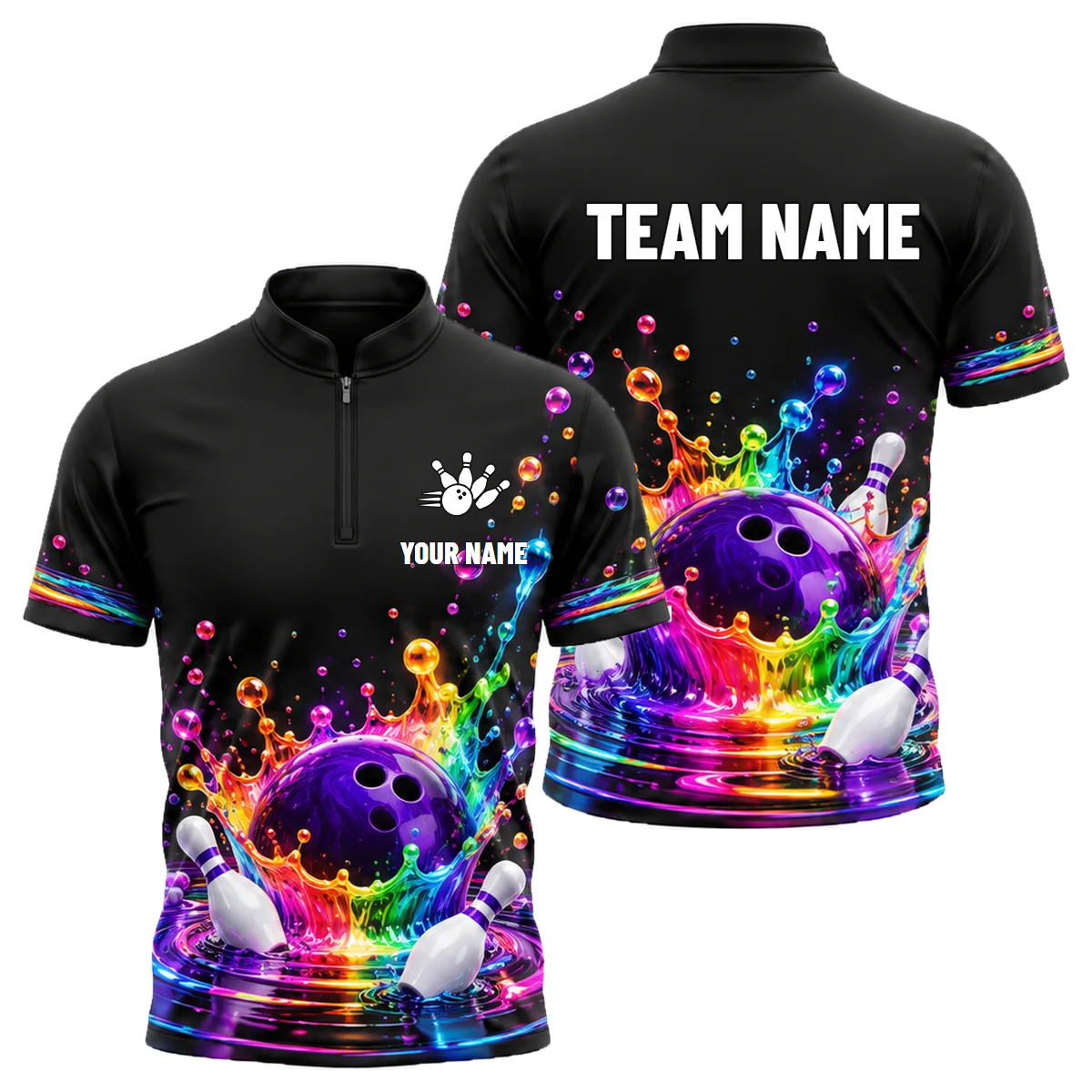Prism Crown Splash custom bowling shirt personalized with name and team name