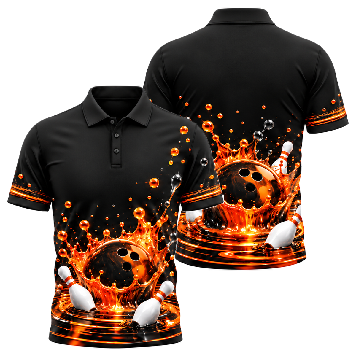 Prism Crown Splash Unisex Polo in Orange & Black